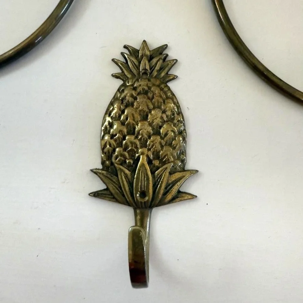 Brass Pineapple Towel Rings Wall Hook Tropical Bath Decor Set‎ Of 3 Taiwan